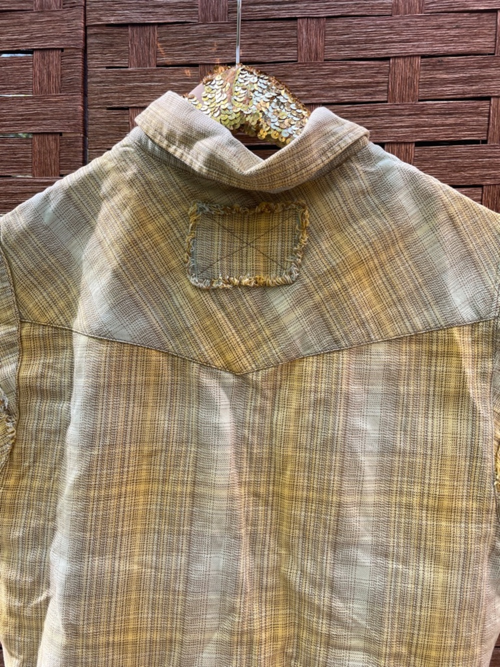 Sleeveless Plaid Button-Front Shirt - Yellow - Picture 8 of 8